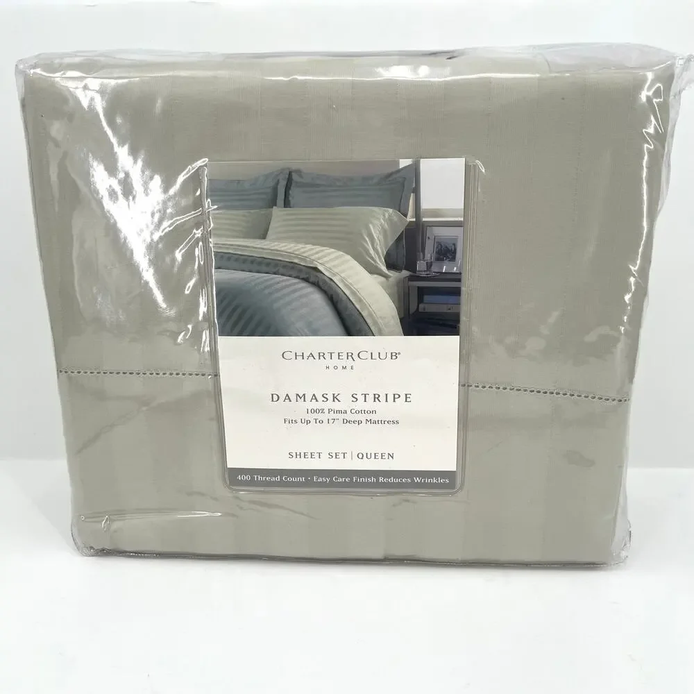 Charter Club Home 400 Count Damask Stripe Pima Cotton Sheet set